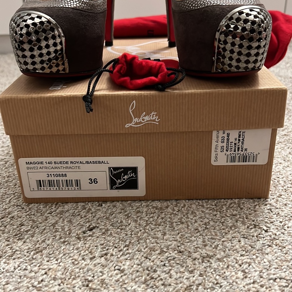 Christian Louboutin Maggie 140 Suede Chain Toe size 36/6 - Picture 3 of 6